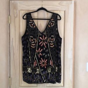 Free People Beaded Shift Dress, Black, sz L